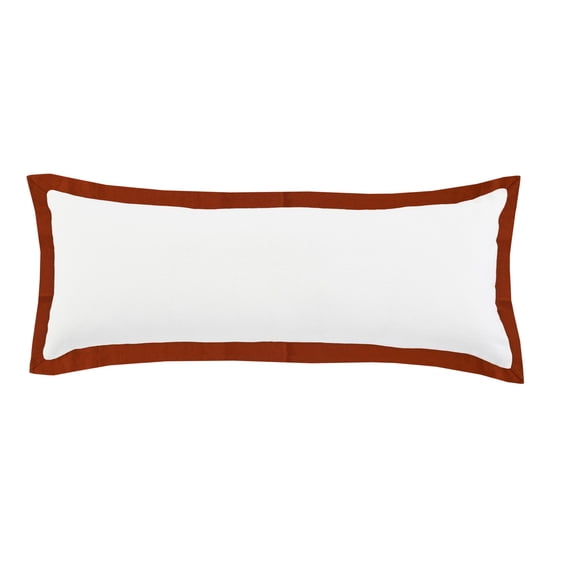 Ox Bay Border Falange Frame Lumbar Throw Pillow, White / Orange, 14" x 36", Count per pack 1