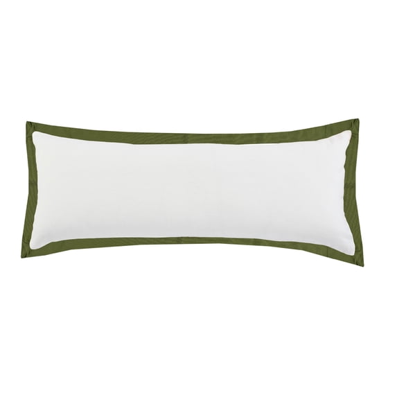 Ox Bay Border Frame Flange Throw Pillow, White / Green, 14" x 36", Count per Pack 1