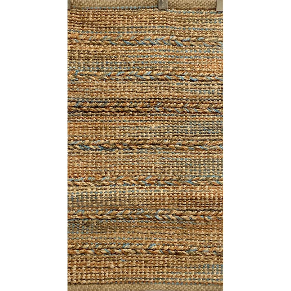 Ox Bay Braided Light Blue 5 ft. x 7 ft. Hand-Woven Natural Jute Area Rug
