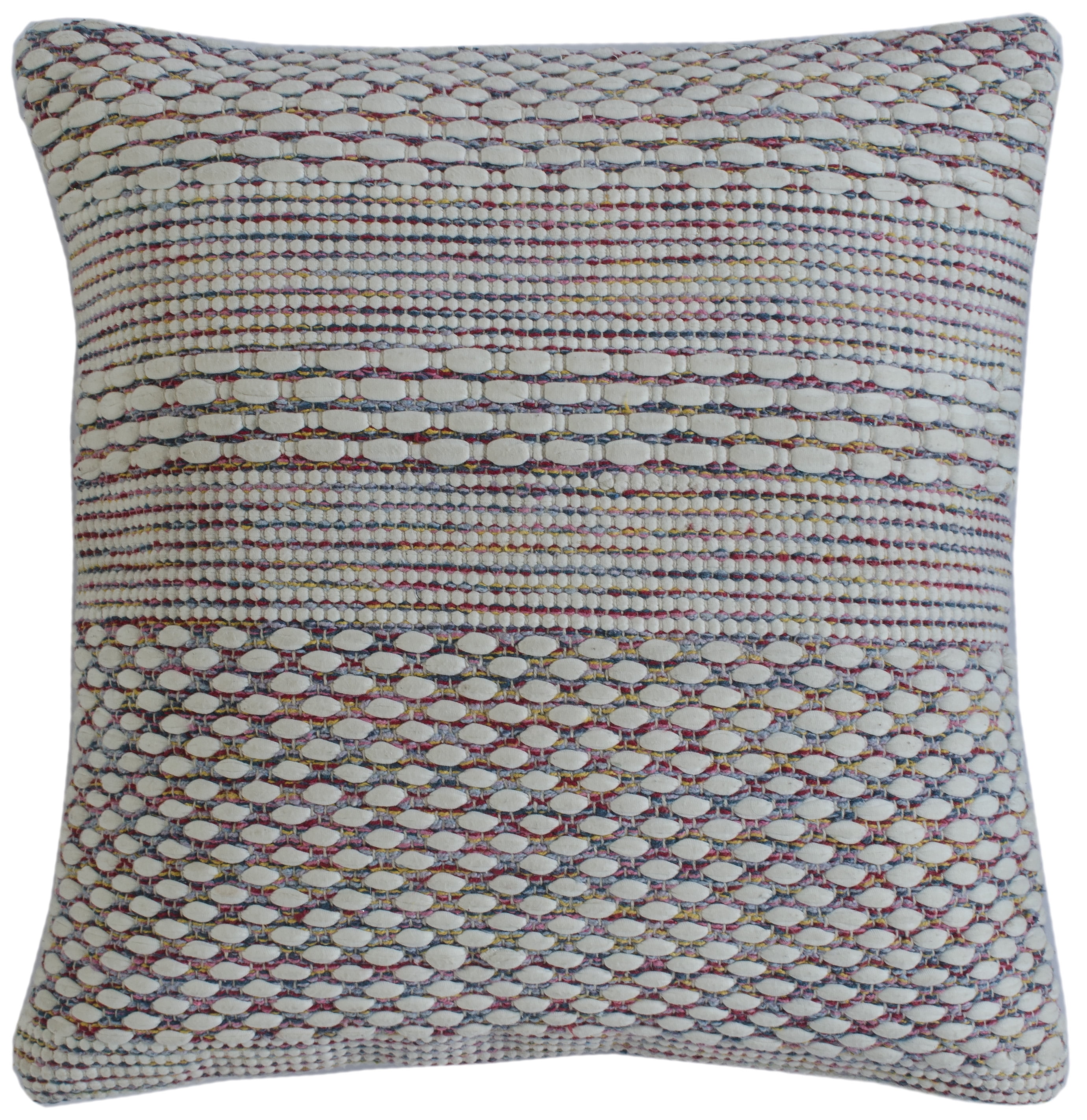 Multicolored Textured Motif Striped Square Throw Pillow, 20"