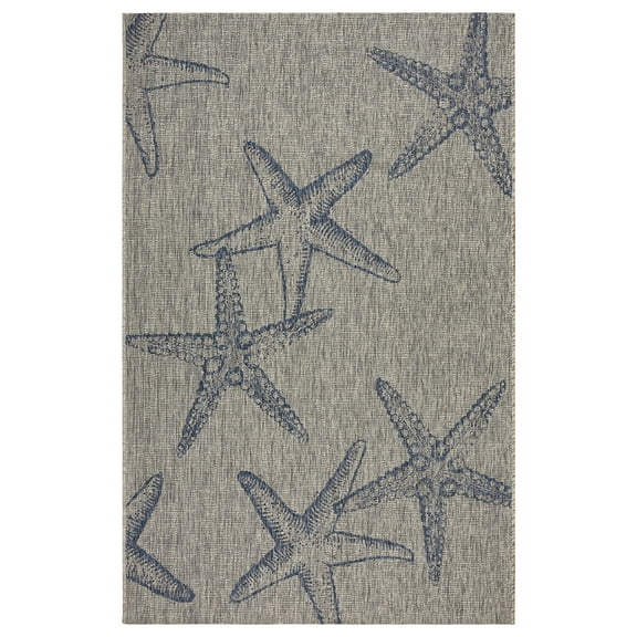 Ox Bay Carmindy 5' x 7' Gray/Blue Starfish Indoor/Outdoor Area Rug