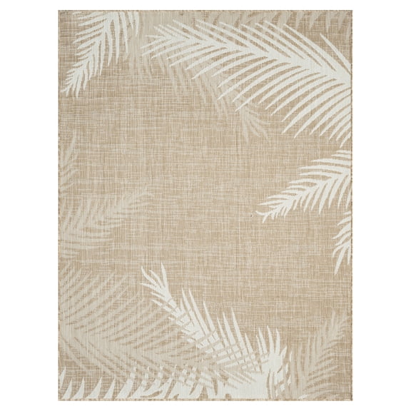 Ox Bay Carmindy Tropical Palms Indoor/Outdoor Area Rug, Beige/Ivory, 6'6" x 9'