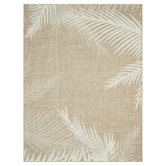 Ox Bay Carmindy Tropical Palms Indoor/Outdoor Area Rug, Beige/Ivory, 6'6" x 9'