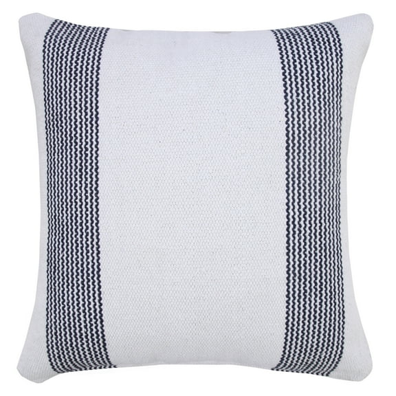 Ox Bay Cassidy Deep Blue/White Striped Cotton Adult Decorative Throw Pillow Cover