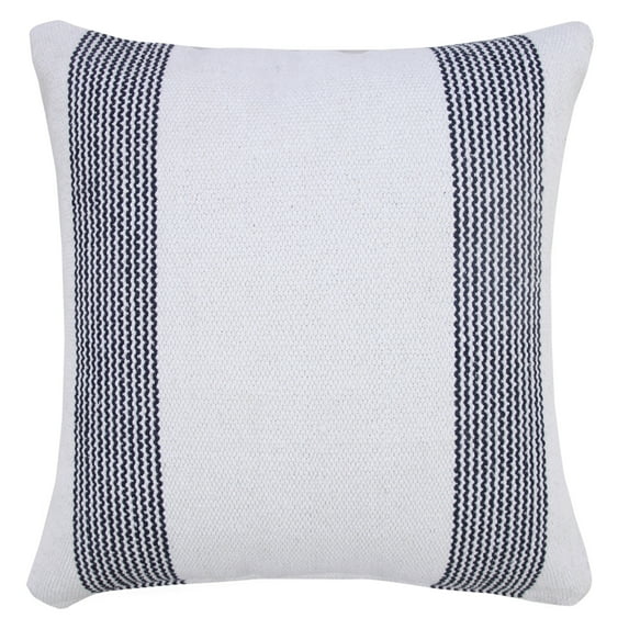 Ox Bay Cassidy Deep Blue/White Striped Cotton Adult Decorative Throw Pillow Cover
