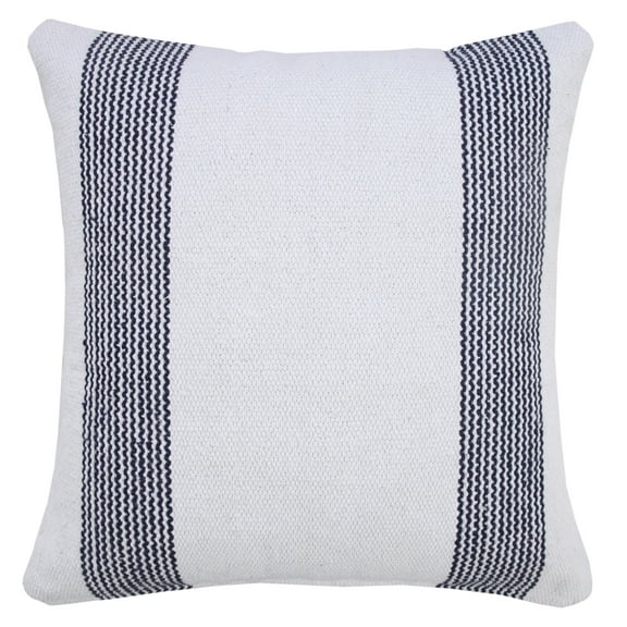 Ox Bay Cassidy Deep Blue/White Striped Cotton Adult Decorative Throw Pillow