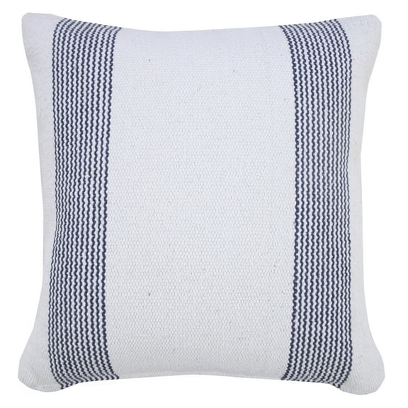 Ox Bay Cassidy Pale Blue/White Striped Cotton Adult Decorative Throw Pillow Cover