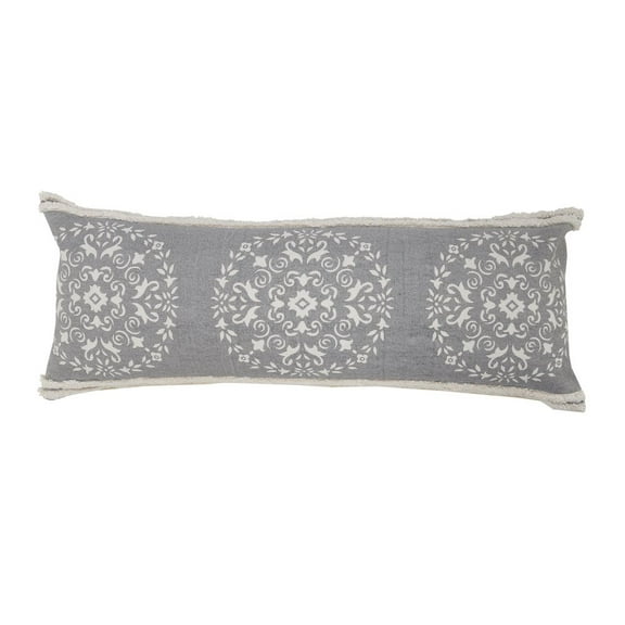 LR Home Casual Mandala Medallion Lumbar Pillow with Tufted Border