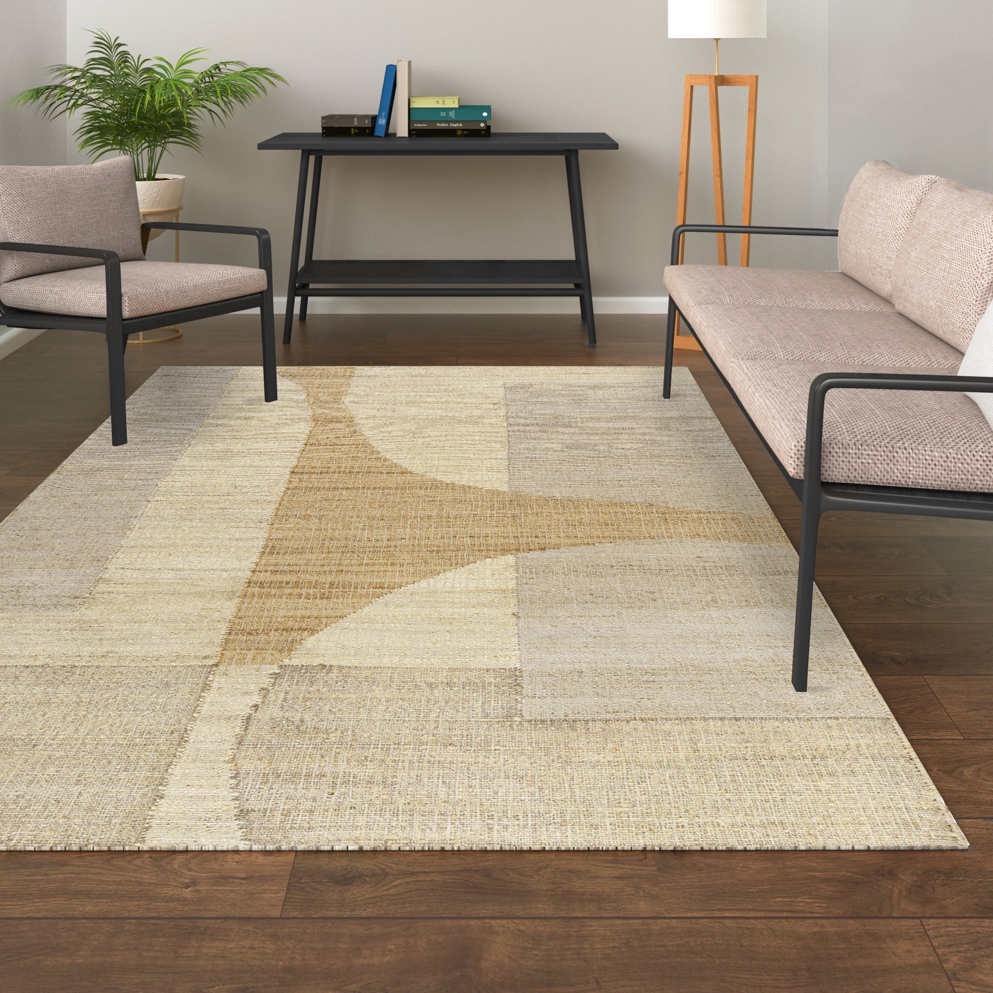 Ox Bay Chelsea Abstract Modern Hand-Woven Jute Indoor Area Rug, Natural/Ivory, 7'9" x 9'9"