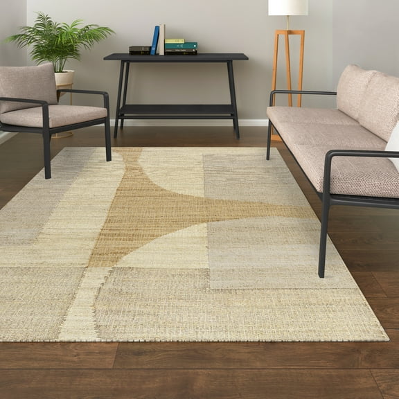 Ox Bay Chelsea Abstract Modern Hand-Woven Jute Indoor Runner Rug, Natural/Ivory, 2'6" x 8'