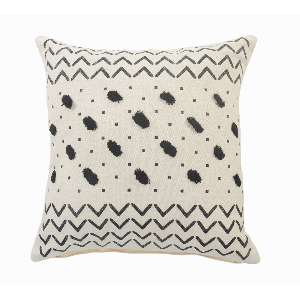 Ox Bay Chevron Black And Cream Tufted Grid Soft Poly-Fill 20 In. X 20 In. Throw Pillow
