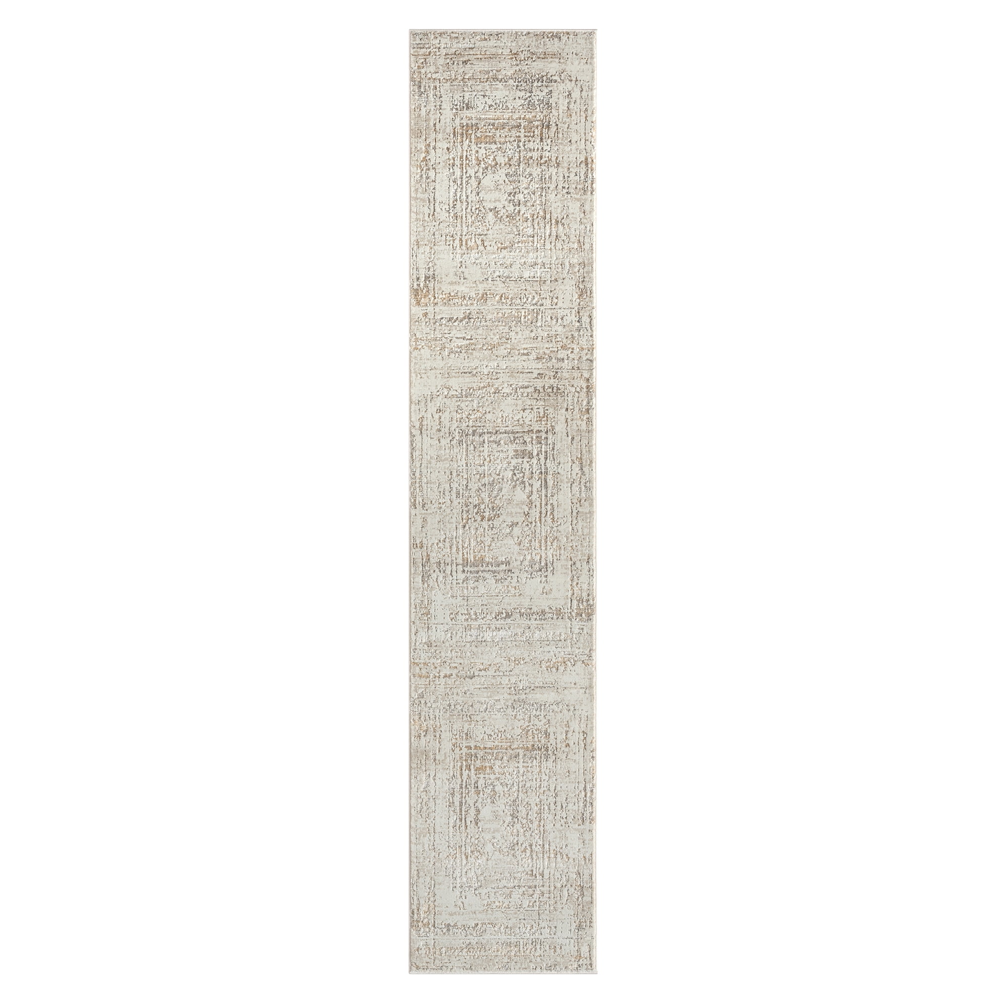 Harlow Hill Claire Abstract Transitional Performance Polyester Indoor Runner Rug, Beige/Gray, 2' x 10'