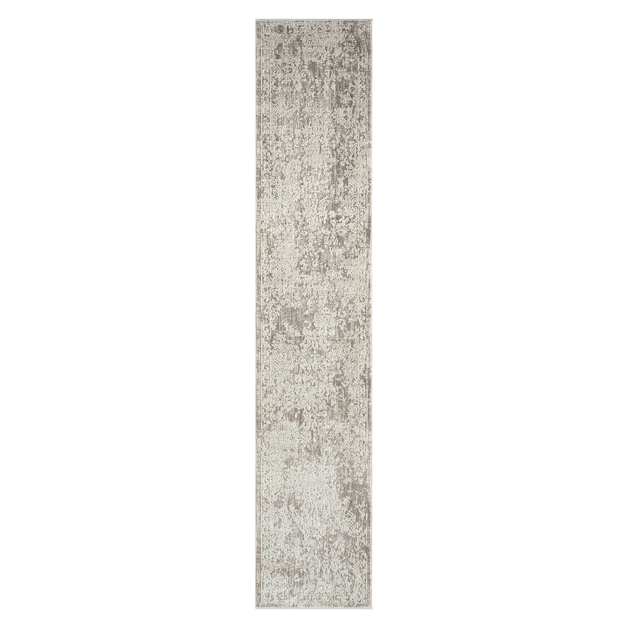 Harlow Hill Claire Bordered Transitional Performance Polyester Indoor Runner Rug, Gray, 2' x 10'