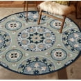 thumbnail image 1 of Ox Bay Clio 3' Round Green/Blue Suzani Wool Indoor Area Rug, 1 of 7
