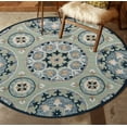 thumbnail image 1 of Ox Bay Clio 4'10" Round Green/Blue Suzani Wool Indoor Area Rug, 1 of 7