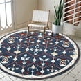 thumbnail image 1 of Ox Bay Clio 7'3" Round Navy/Red Trellis Handmade Wool Indoor Area Rug, 1 of 5