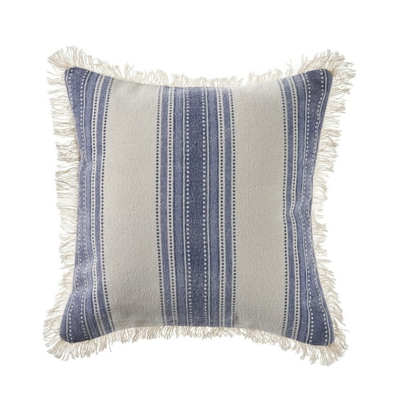 Ox Bay Surey Navy/Ivory Striped Cotton Adult Decorative Throw Pillow