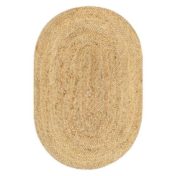 Ox Bay Cora 2' x 3' Natural Braided Jute Oval Indoor Area Rug