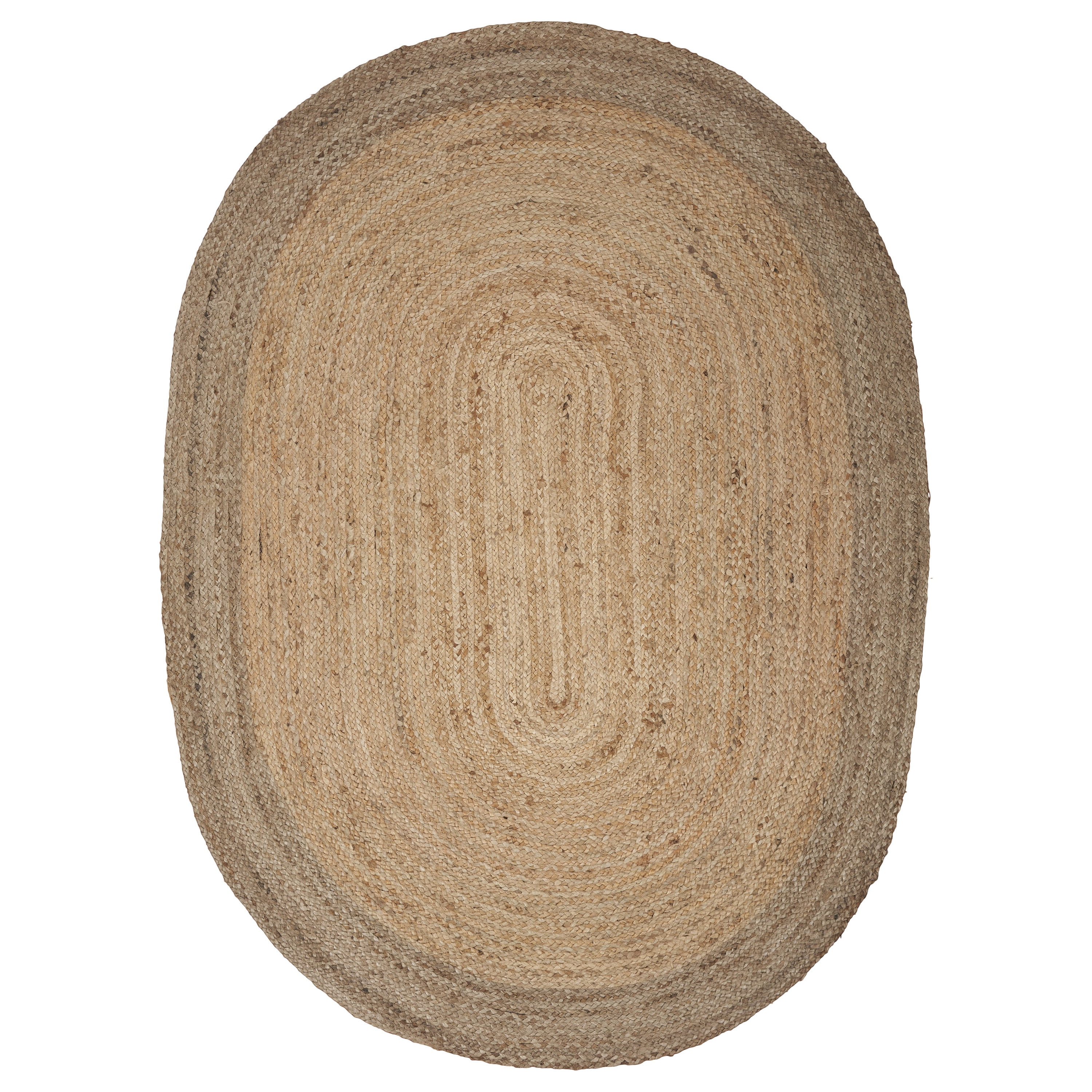 Ox Bay Cora 5' x 7' Natural/Gray Braided Jute Oval Indoor Area Rug