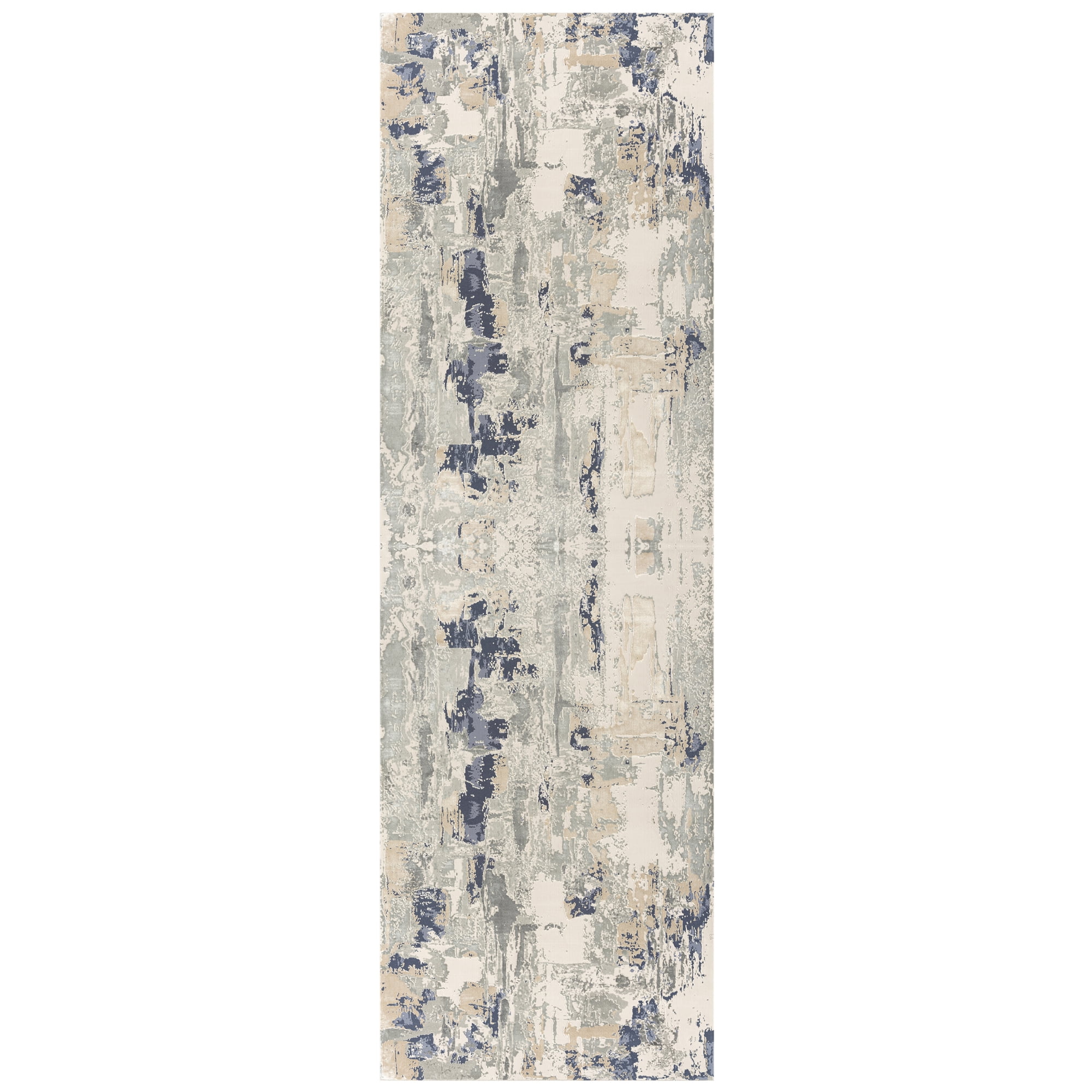 Ox Bay Dallas 2'6" x 8' Blue Abstract Premium Ultra-Soft Indoor Area Rug