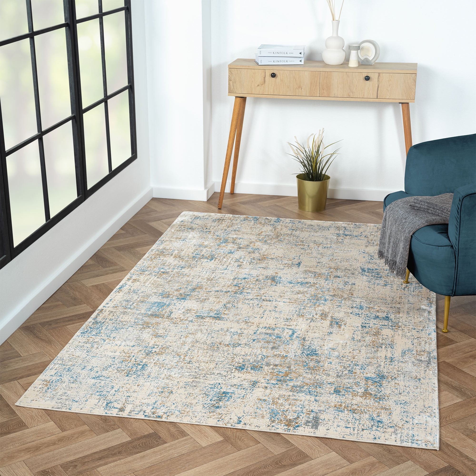 Ox Bay Dallas 2' x 3' Blue/Gray Abstract Premium Ultra-Soft Indoor Area Rug