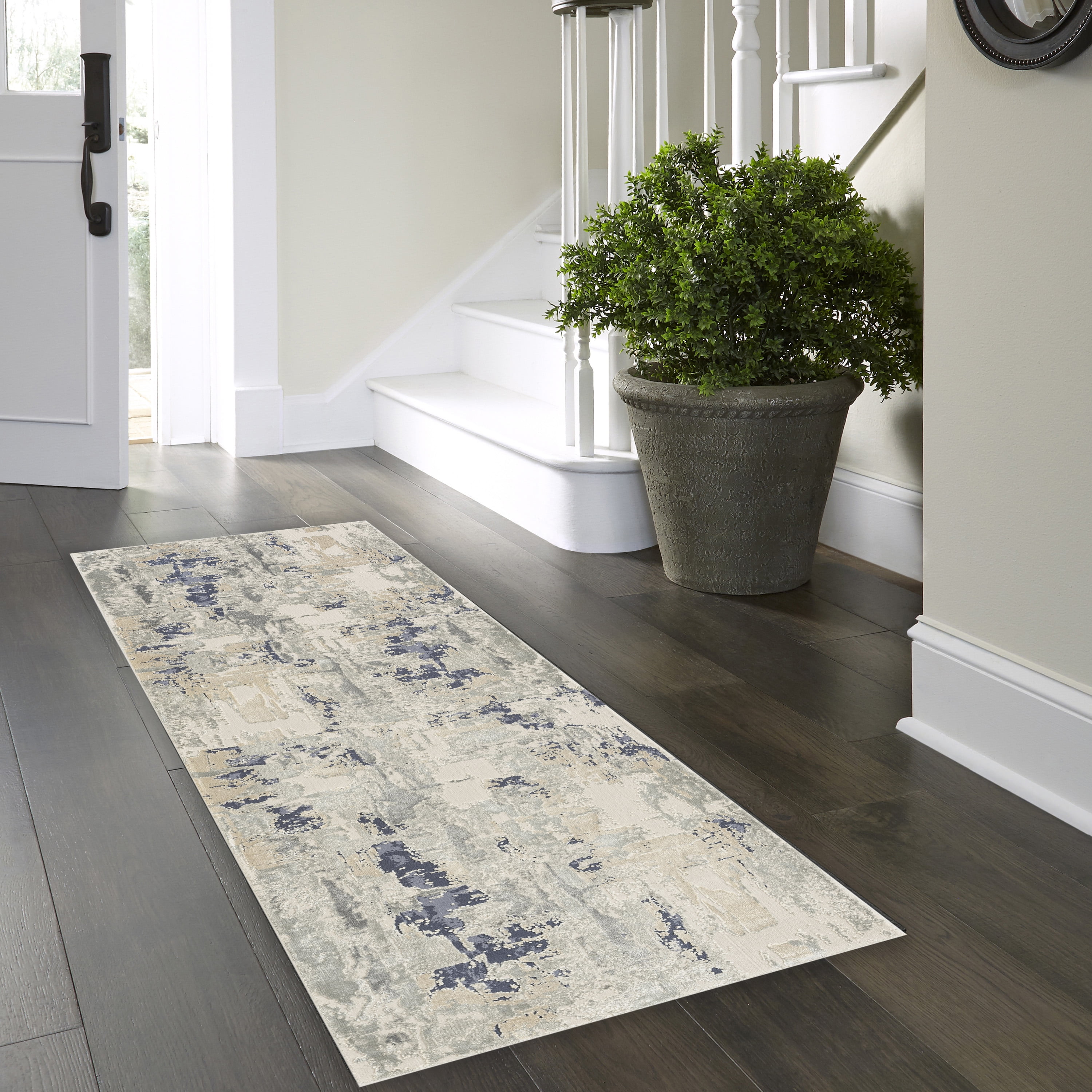 Ox Bay Dallas 2' x 7' Blue Abstract Premium Ultra-Soft Indoor Area Rug
