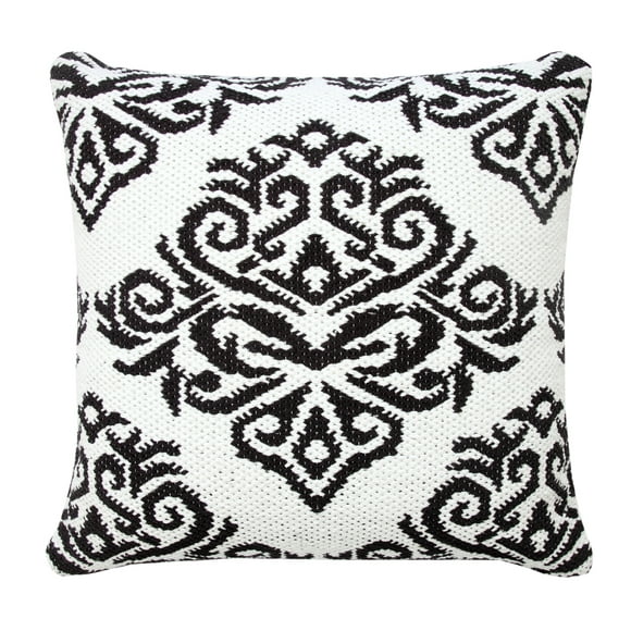 Ox Bay Damask Throw Pillow, White and Black, 20" Square, Count Per Pack 1
