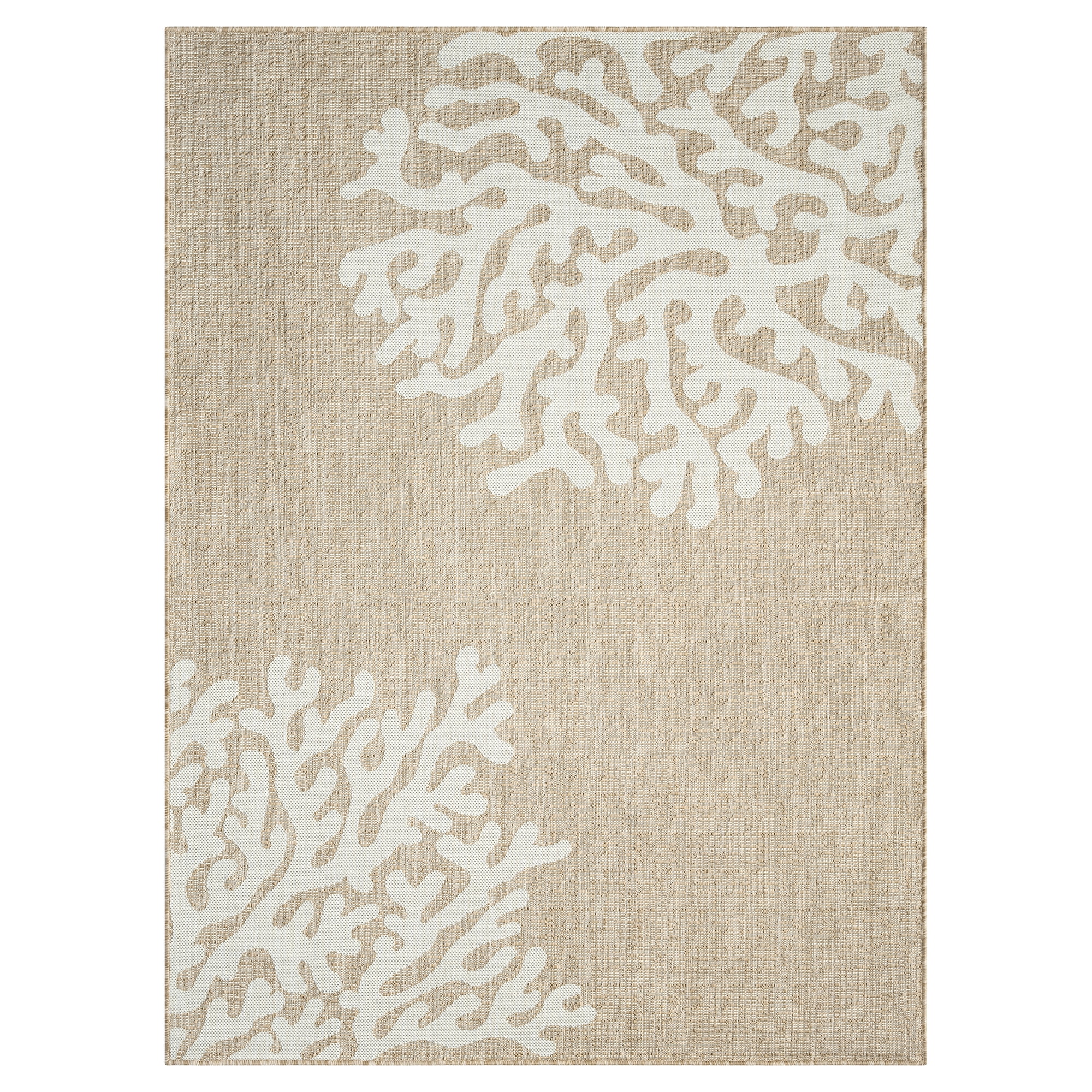 Ox Bay Dom Floral Nautical Performance Polypropylene Indoor Outdoor Area Rug, Beige, 5' x 7'