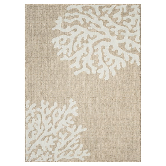 Ox Bay Dom Floral Nautical Performance Polypropylene Indoor Outdoor Area Rug, Beige, 5' x 7'