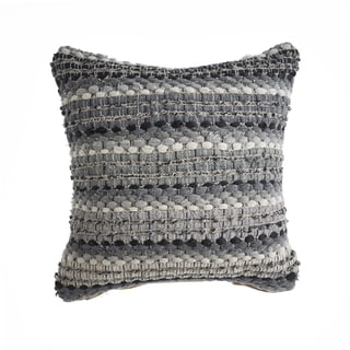 Ox Bay Drew 18" x 18" Black/Gray Striped Cotton Blend Adult Decorative Throw Pillow