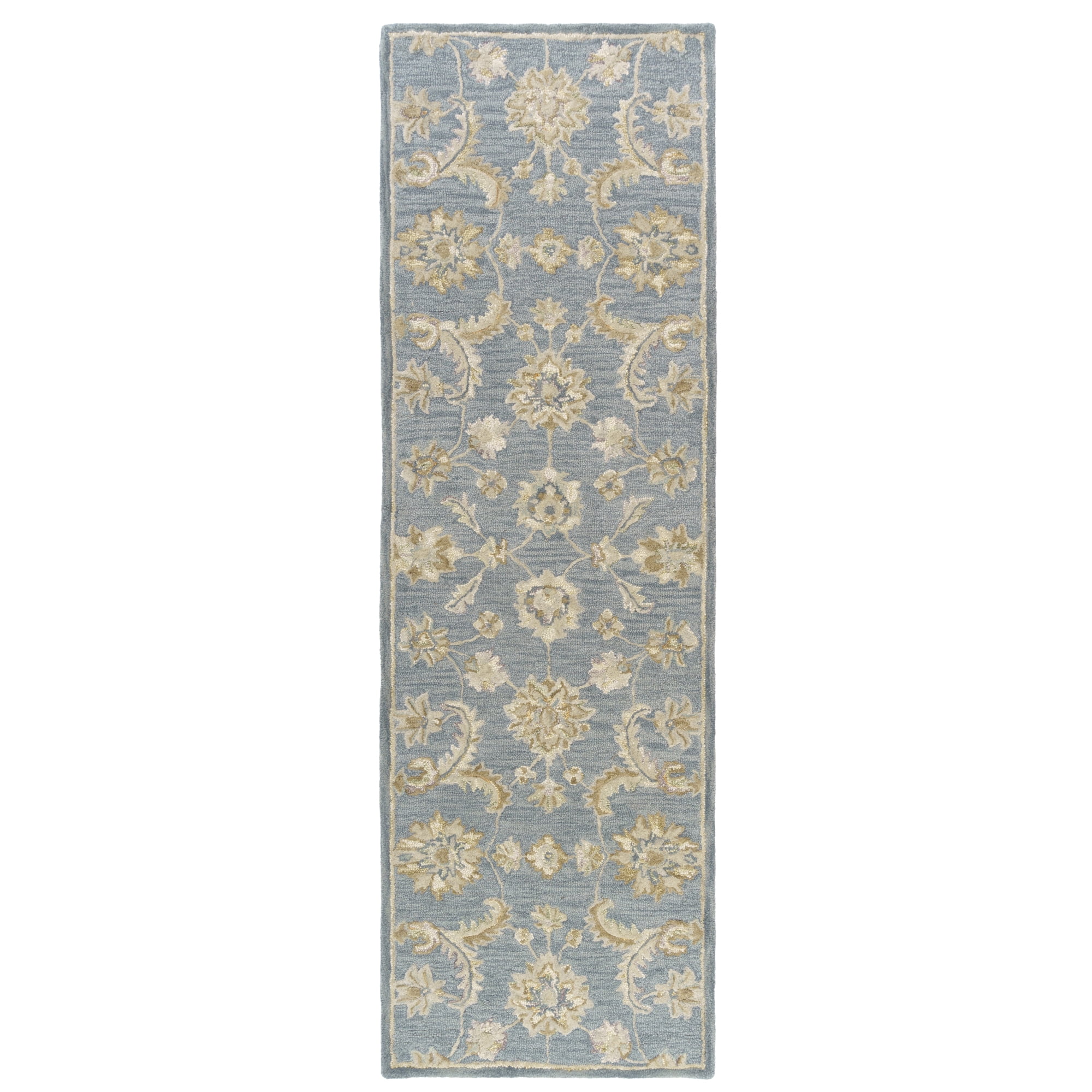 Ox Bay Elaine Floral Classic Hand-Tufted Wool Indoor Runner Rug, Stone Blue/Beige, 2'6" x 8'