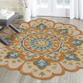 thumbnail image 1 of Ox Bay Eleni 6' Round Rust/Aqua Blue Floral Medallion Indoor Area Rug, 1 of 7