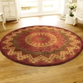 thumbnail image 1 of Ox Bay Ella 4' Round Rust/Red Southwestern Medallion Indoor Area Rug, 1 of 10