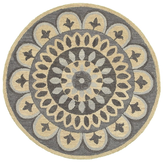 Ox Bay Ella 6' Round Gray Medallion Indoor Area Rug