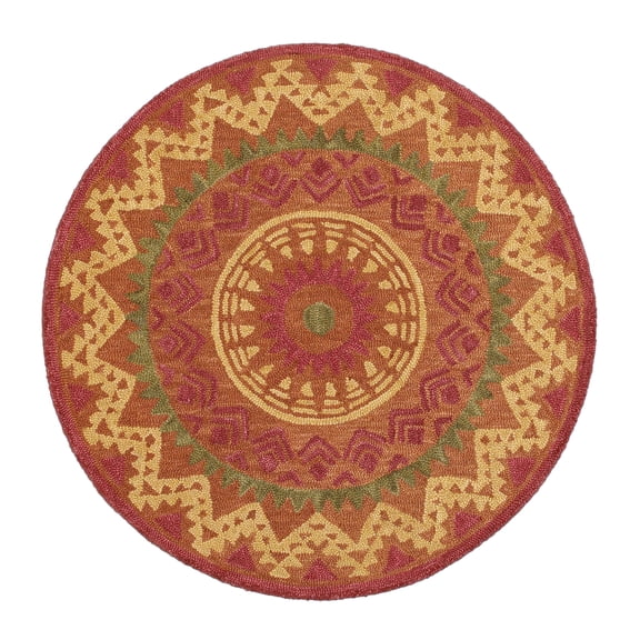 Ox Bay Ella 6' Round Rust/Red Southwestern Medallion Indoor Area Rug