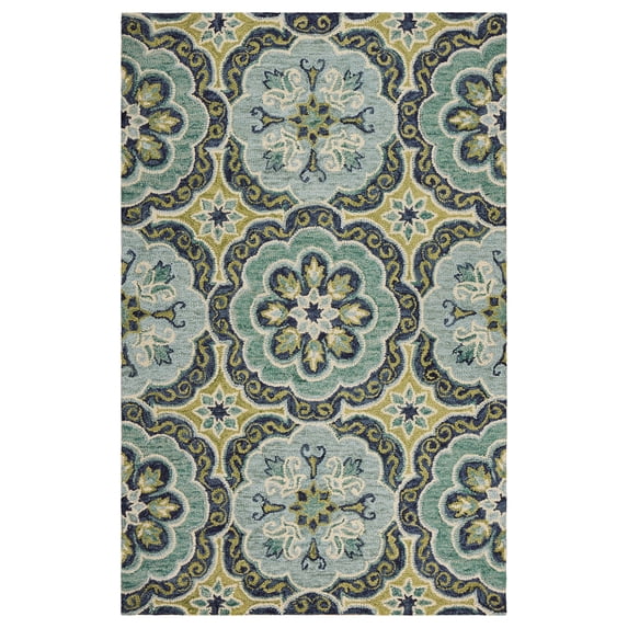 Ox Bay Emily 7'9" x 9'9" Green Floral Medallion Indoor Area Rug