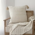 thumbnail image 1 of Ox Bay Emma 20" x 20" White/Beige Striped Cotton Blend Adult Decorative Throw Pillow, 1 of 9