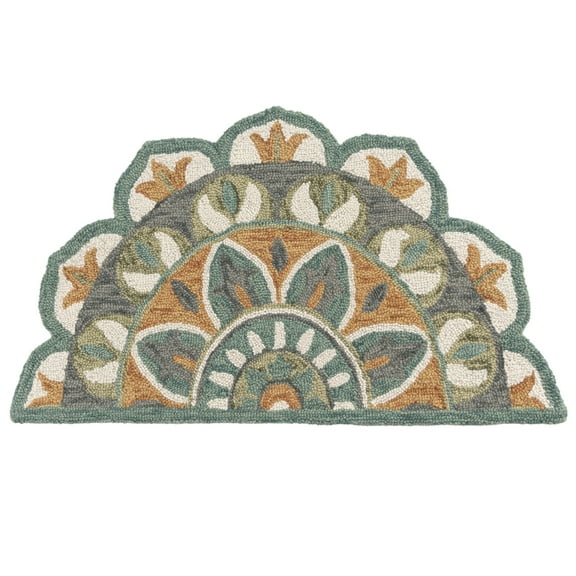 Ox Bay Enid 2'3" x 3'10" Rust /Teal Floral Medallion Indoor Hearth Area Rug