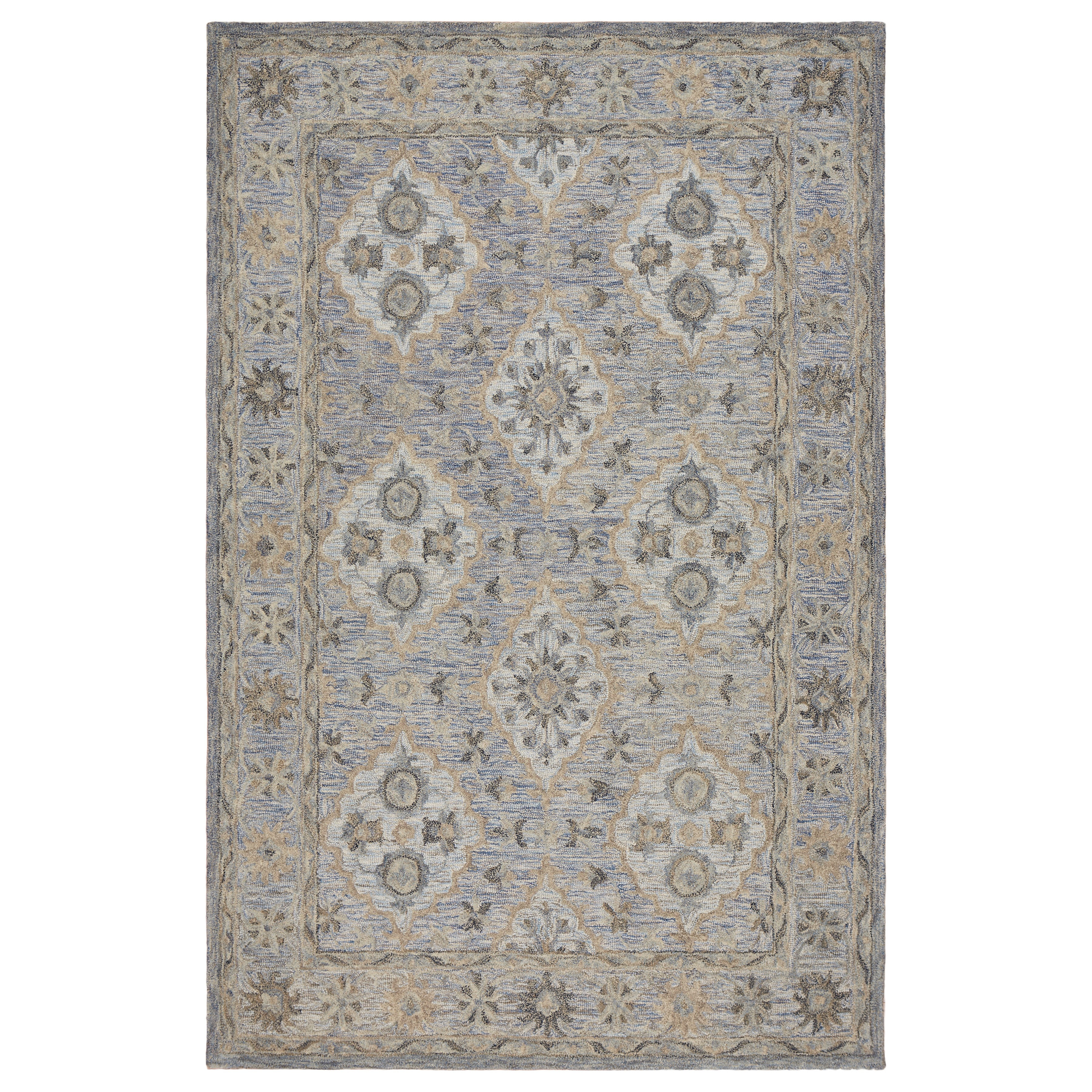 Ox Bay Epoch 5' x 7'9" Blue/Gray Floral Lattice Hand-Tufted Wool Blend Indoor Area Rug
