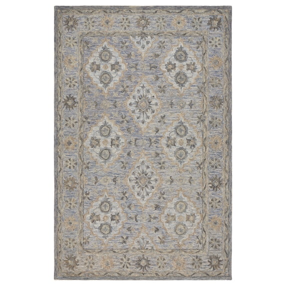 Ox Bay Epoch 5' x 7'9" Blue/Gray Floral Lattice Hand-Tufted Wool Blend Indoor Area Rug