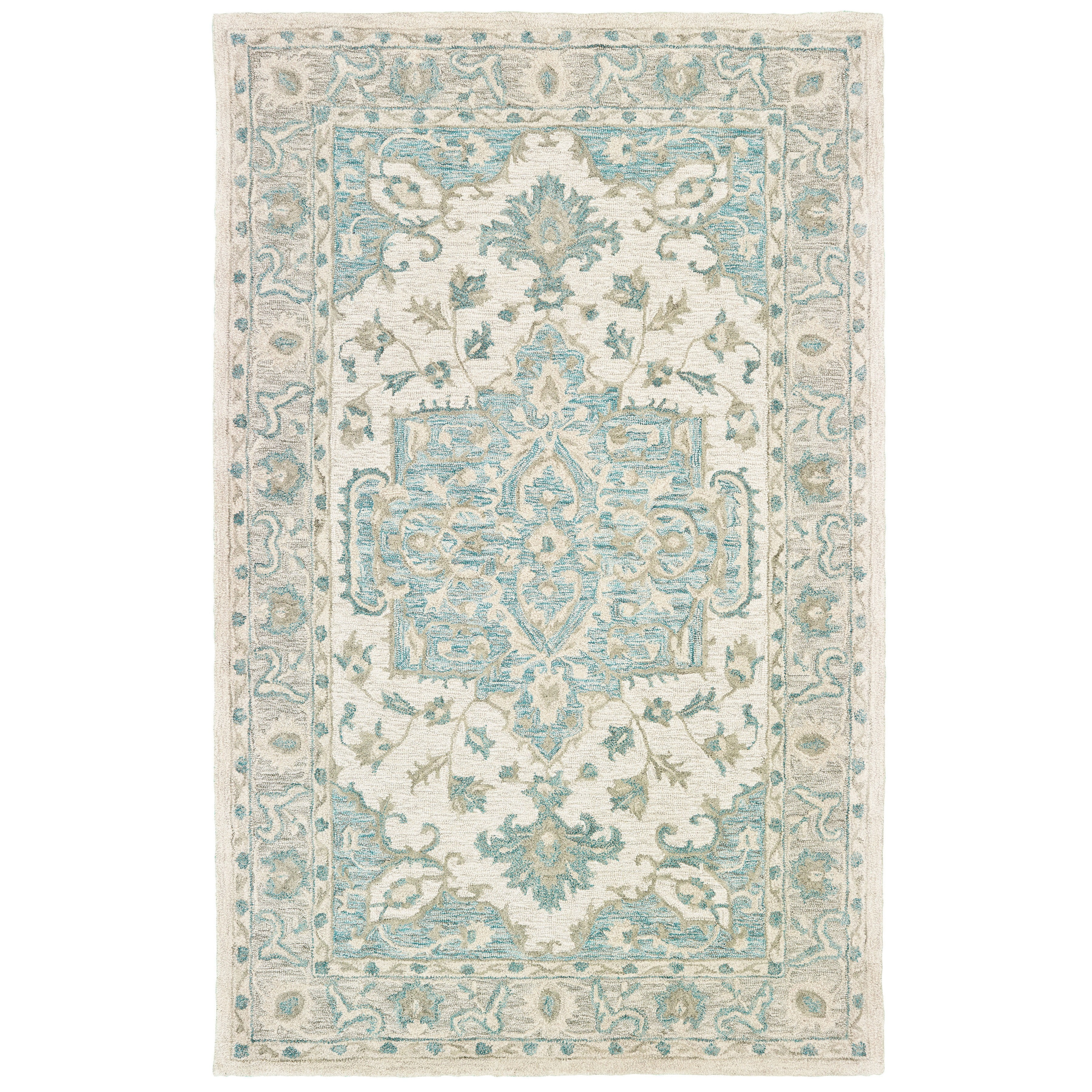 Ox Bay Epoch 7'9" x 9'9" Blue/Ivory Medallion Hand-Tufted Wool Blend Indoor Area Rug