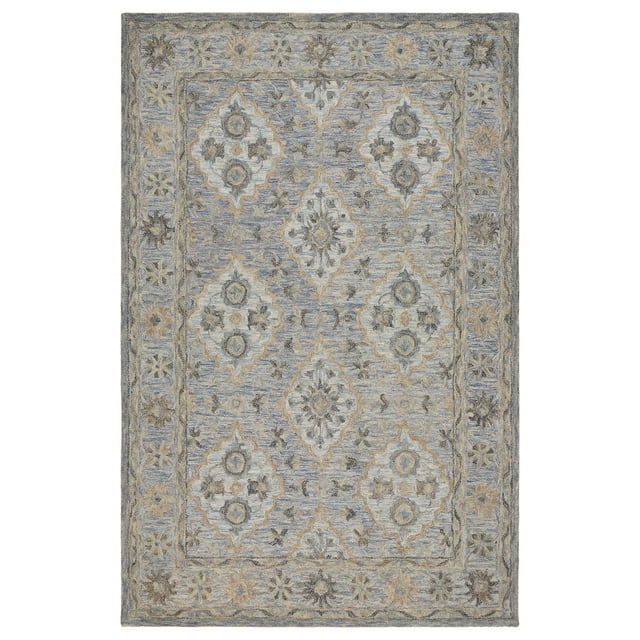 Ox Bay Epoch 9' x 12' Blue/Gray Floral Lattice Hand-Tufted Wool Blend Indoor Area Rug