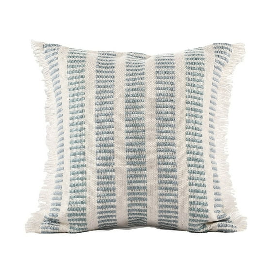 Ox Bay Eva 20" x 20" Blue/Ivory Striped Performance Adult Decorative Throw Pillow Cover