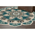 thumbnail image 1 of Ox Bay Evie 6' Round Aqua Blue/Gray Floral Medallion Indoor Area Rug, 1 of 7