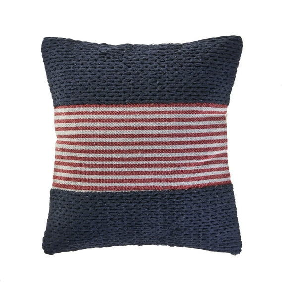 Ox Bay Famous Nautical Striped Throw Pillow, Navy Blue / Red, 20 in. Square, Count per Pack 1