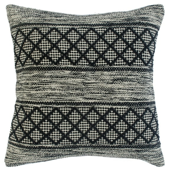 Ox Bay Marlee Gray/Black Diamond Striped Cotton Blend Adult Decorative Throw Pillow