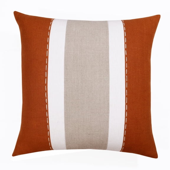 Ox Bay Faye 20" x 20" Rust Striped Linen Adult Decorative Throw Pillow