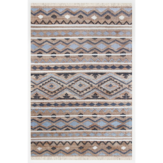 Ox Bay Finley Coastal, Modern Geometric Hand-Made Area Rug, 4' x 6'