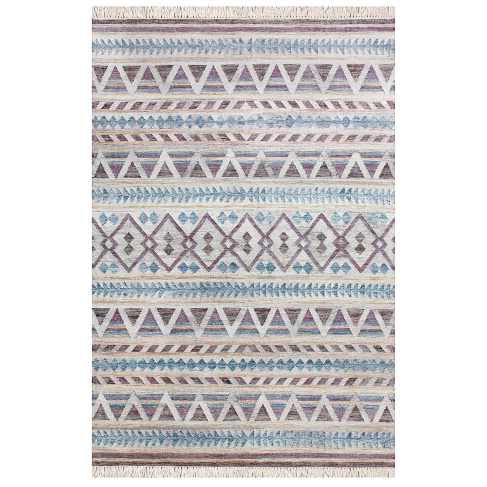 Laddha Home Designs 2' x 3' Handwoven Diamond Cotton Area Throw Rug - Gray and Tan