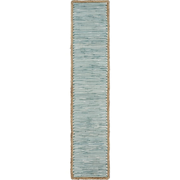 Ox Bay Flora Bohemian Cotton Table Runner, Blue/Cream 6’8” Length